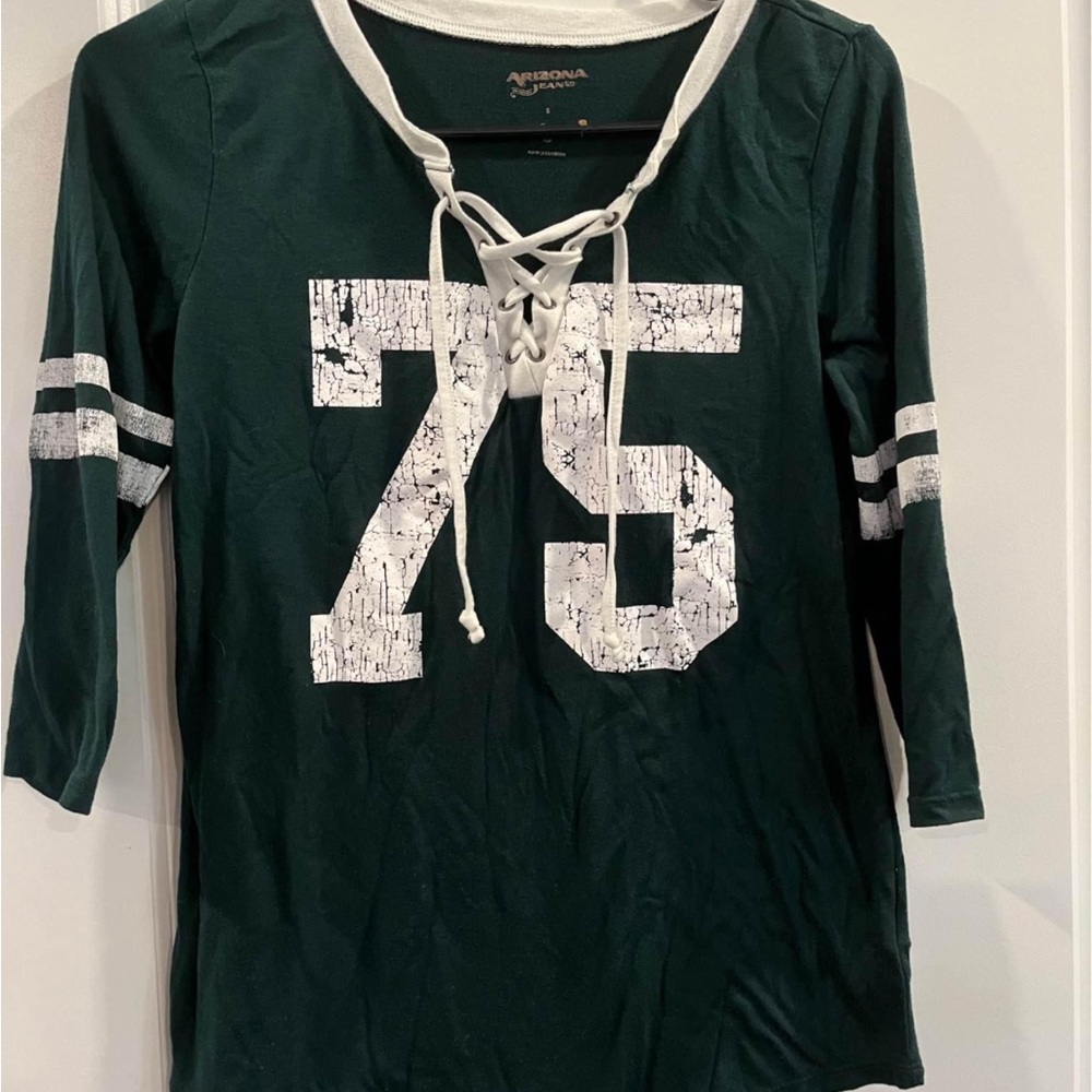 Arizona Jean Company Green and White Jersey Top